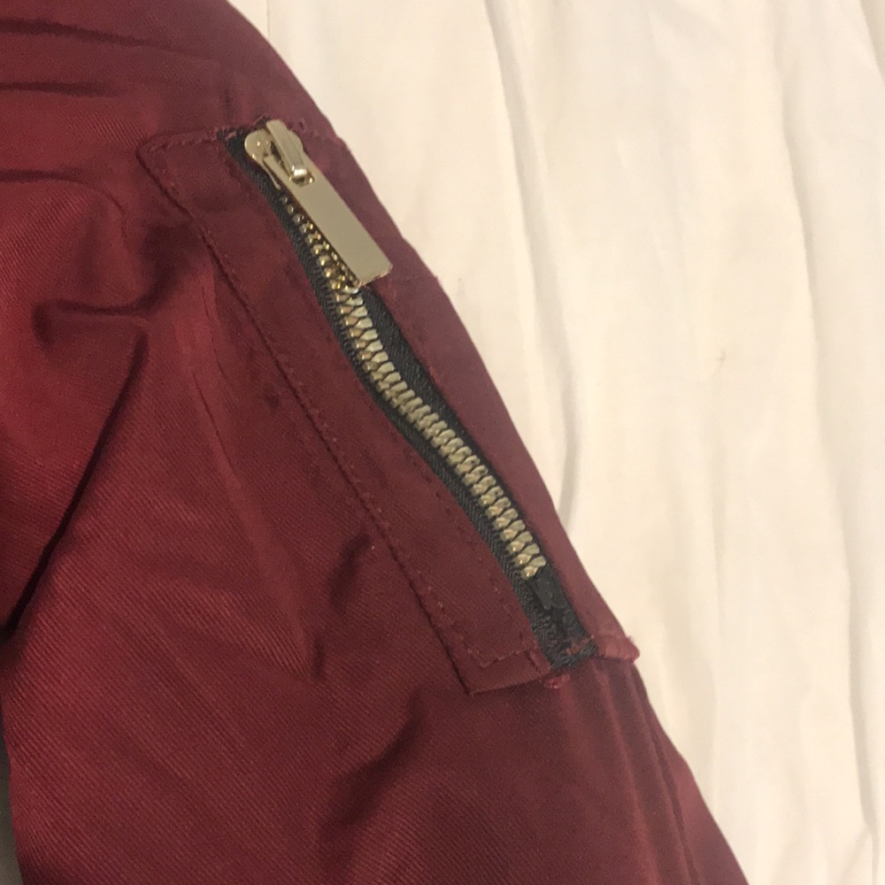Women's Burgundy Parka with Faux Fur Hood - Picture 4 of 15
